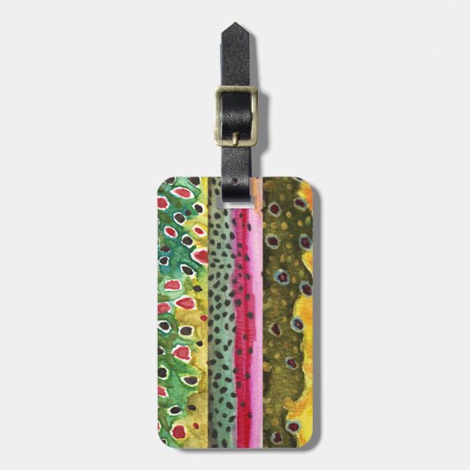 Skins van drie prachtige forel bagagelabel (Voorkant verticaal)