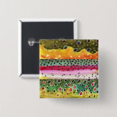 Skins van drie prachtige forel vierkante button 5,1 cm (Voorkant /achterkant)