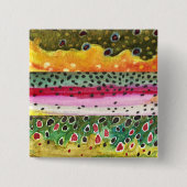 Skins van drie prachtige forel vierkante button 5,1 cm (Voorkant)