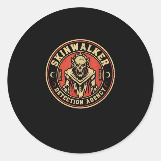 Skinwalker Detection Agency Funny Cryptid Skinwalk Ronde Sticker (Voorkant)