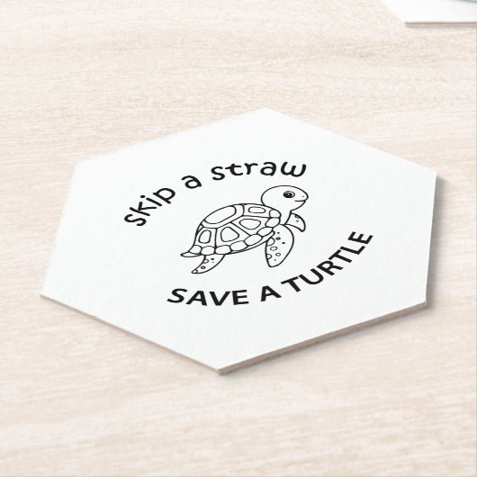 Skip A Straw Save A Turtle Copy Copy Copy Kartonnen Onderzetters (Schuin)