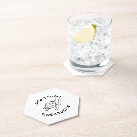Skip A Straw Save A Turtle Copy Copy Copy Kartonnen Onderzetters (Insitu)