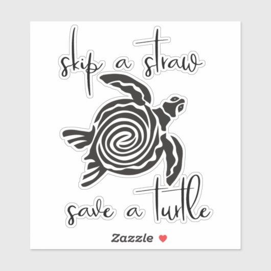 Skip a Straw Save a Turtle Plastic Free Zee Sticker (Vel)