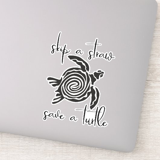 Skip a Straw Save a Turtle Plastic Free Zee Sticker (Detail)