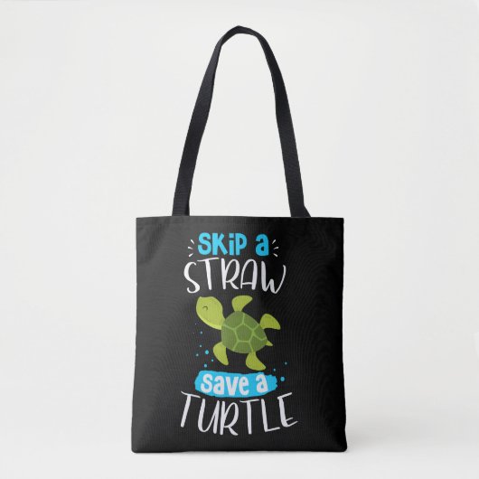 Skip a Straw Save A Turtle Rescue Zee Turtl Tote Bag (Voorkant)