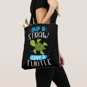 Skip a Straw Save A Turtle Rescue Zee Turtl Tote Bag (Dichtbij)
