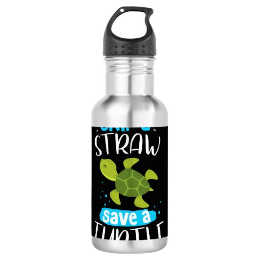 Skip a Straw Save A Turtle Rescue Zee Turtl Waterfles (Voorkant)