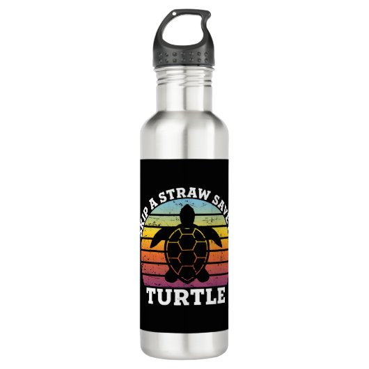 Skip a Straw Save a Turtle Shirt Waterfles (Voorkant)