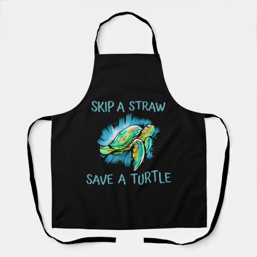 Skip a Straw Save A Turtle Tortoise Schort (Voorkant)