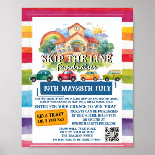 Skip the line school fondsenwerving ticket verloti poster
