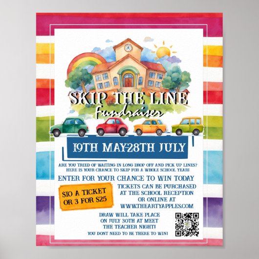 Skip the line school fondsenwerving ticket verloti poster (Voorkant)