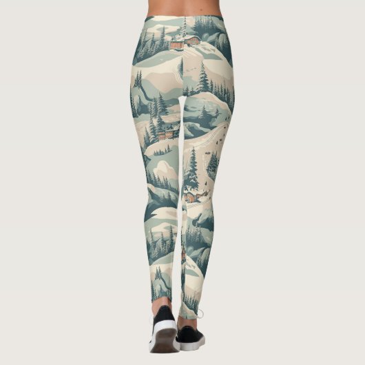  skipiste hutten in Bossen blauw Leggings (Achterkant)
