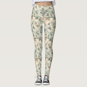 skipiste hutten in zachte pastels leggings