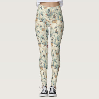  skipiste hutten in zachte pastels leggings