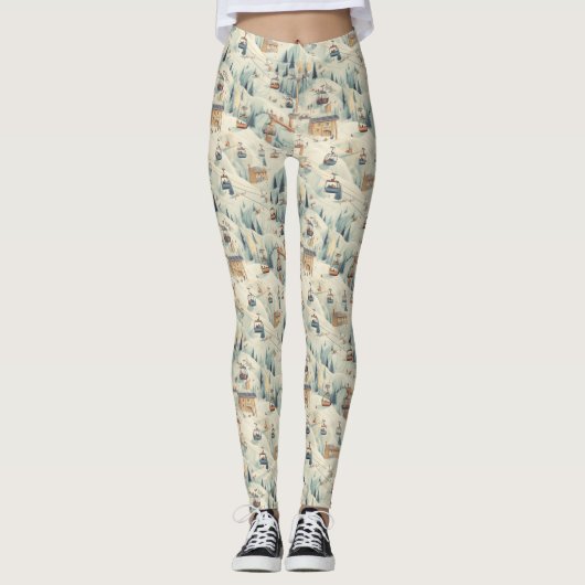 skipiste hutten in zachte pastels leggings (Voorkant)