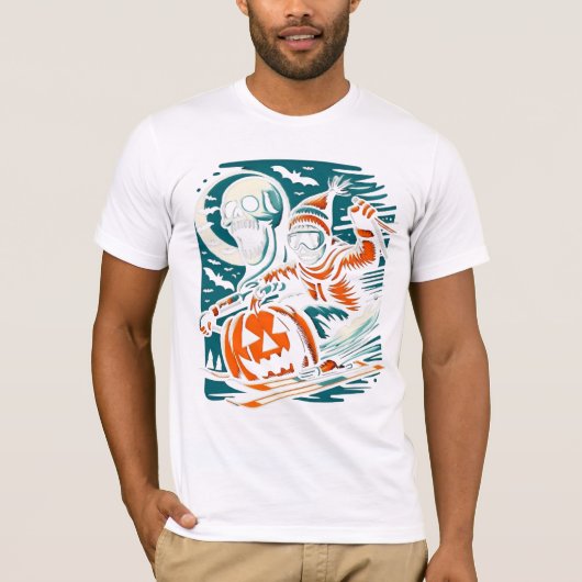 Skipiste met Halloween gezicht T-shirt (Voorkant)