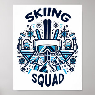 Skiploeg Ski-uitrusting voor skisneeuwavonturiers Poster