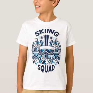 Skiploeg Ski-uitrusting voor sneeuwavonturiers die T-shirt