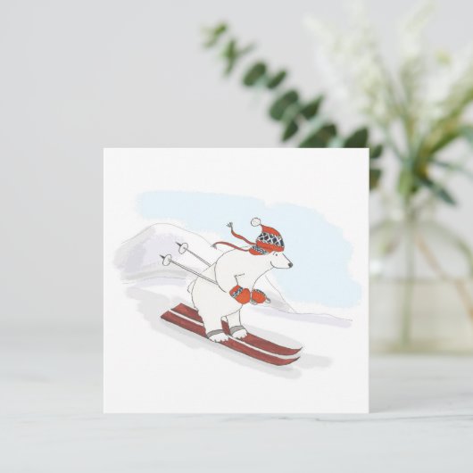 Skipolair beer met platte kerstkaart kaart (Staand voorkant)