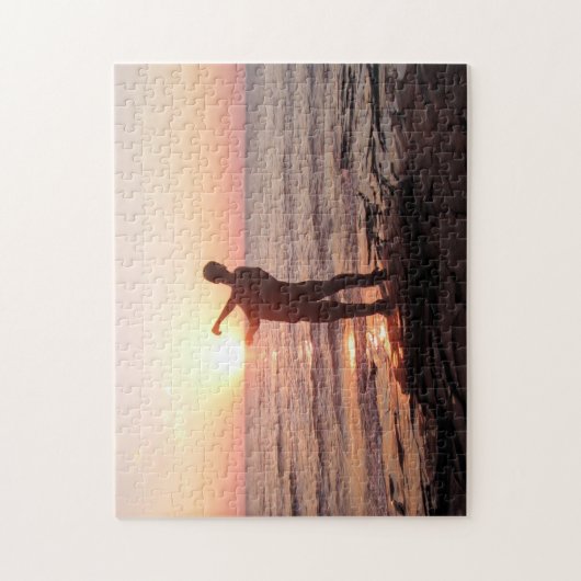 Skippende stenen in de Sunset Puzzle Legpuzzel (Verticaal)