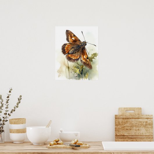 Skipper Butterfly Art Print Poster (Keuken)