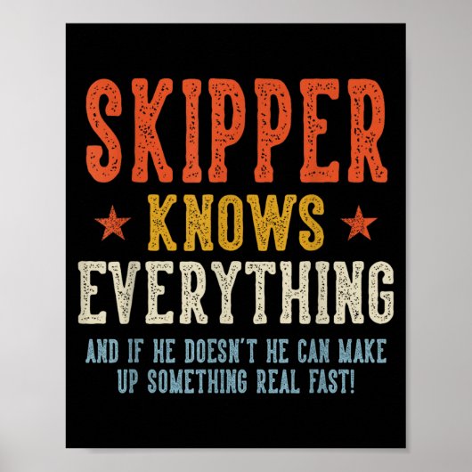 Skipper weet alles vaderdag retro poster (Voorkant)