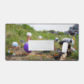 Skippiebal race van Fubby poppetjes op ballonnen. Bureaumat (Keyboard & Muis)