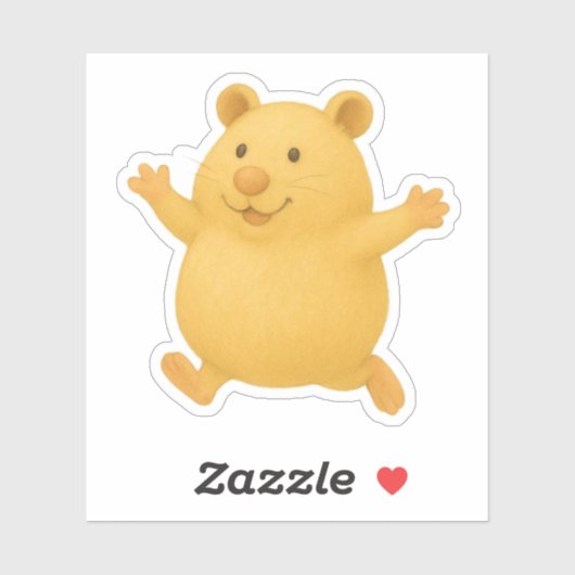 Skipping Cream Hamster Die-Cut Sticker (Vel)