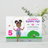 Skipping Rope Girl Verjaardagsfeestje Kaart (Staand voorkant)