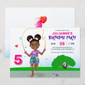 Skipping Rope Girl Verjaardagsfeestje Kaart (Voorkant / Achterkant)