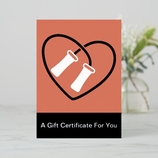Skipping Rope Heart Design Fitness Foil Gift Card Folie Feestdagenkaart (Staand Voorkant)