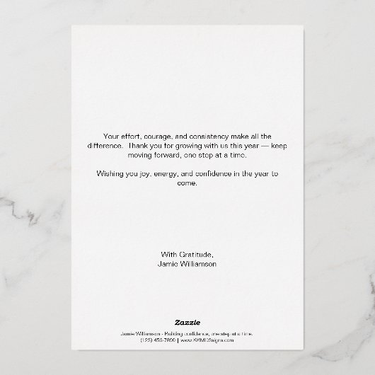 Skipping Rope Joy in the Journey Fitness Christmas Folie Feestdagenkaart (Achterkant)