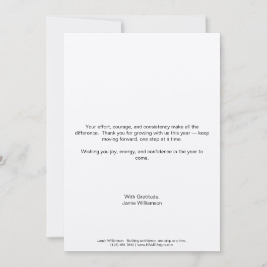 Skipping Rope Joy in the Journey Fitness Christmas Notitiekaartje (Achterkant)