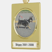 Skippy Chihuahua Ornament Verguld Banner Ornament (Links)