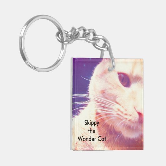 Skippy de wonderkat in de ruimte sleutelhanger (Voorkant Links)
