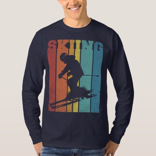 Skiretro kleur t-shirt (Voorkant)