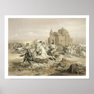 Skirmish van Perzen en Koerden in Armenië, bord 1 Poster