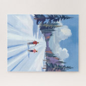 Skiroute | Bergskiën Aquarel Winter Legpuzzel (Horizontaal)