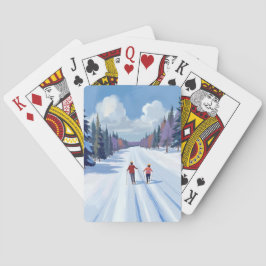 Skiroute | Bergskisport Aquarel Winter Pokerkaarten