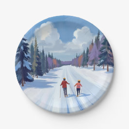 Skiroute | Bergskisport Waterverf Winter Papieren Bordje