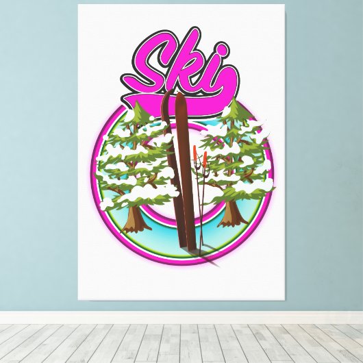 skiroze logo canvas afdruk (Insitu (Houten vloer))