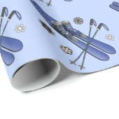 Skis, Boots, Poles en Snowflakes Cadeaupapier (Rol Hoek)