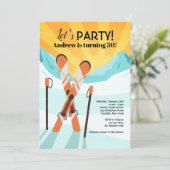 Skis Crossing Invitation Kaart (Staand voorkant)