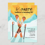 Skis Crossing Invitation Kaart (Voorkant / Achterkant)