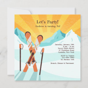 Skis Crossing Invitation Kaart