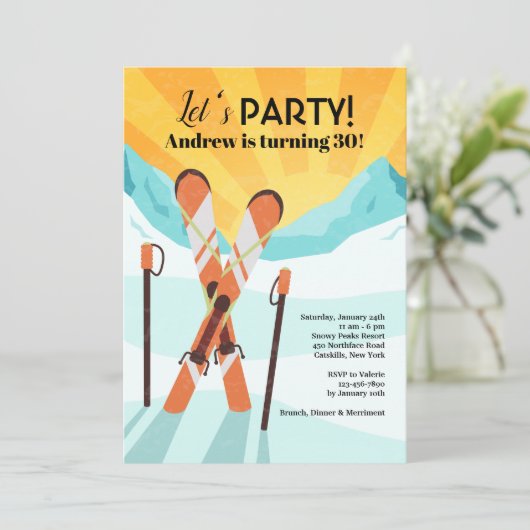 Skis Crossing Uitnodiging (Staand voorkant)