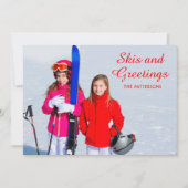 Skis en Greetings Foto gepersonaliseerd | Kerstmis (Voorkant)