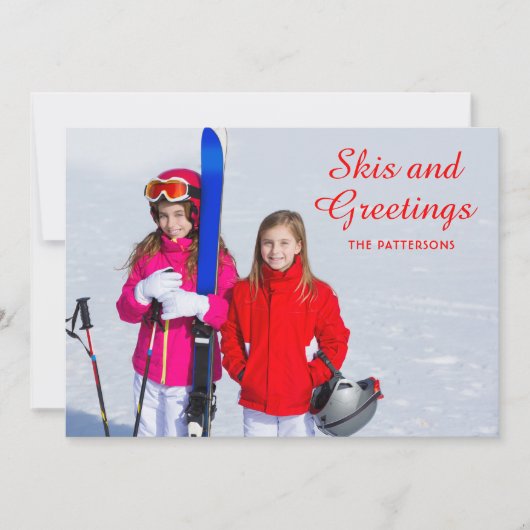 Skis en Greetings Foto gepersonaliseerd | Kerstmis (Voorkant)