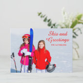Skis en Greetings Foto gepersonaliseerd | Kerstmis (Staand voorkant)