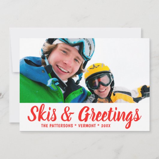 Skis en Greetings Foto gepersonaliseerd | Kerstmis (Voorkant)